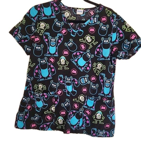 Disney Scrub Shirt Front Pockets - Monsters Inc Medium EUC - Picture 3 of 6